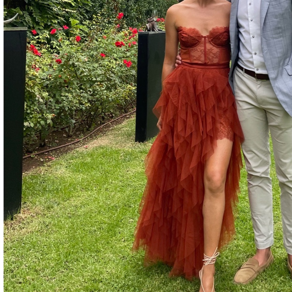 Worn once- For Love and Lemons X Revolve Bustier Dress in Rust